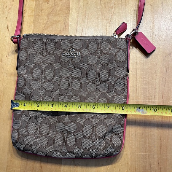 Coach Messenger Crossbody Signature Bag Tan/Pink - Picture 10 of 12